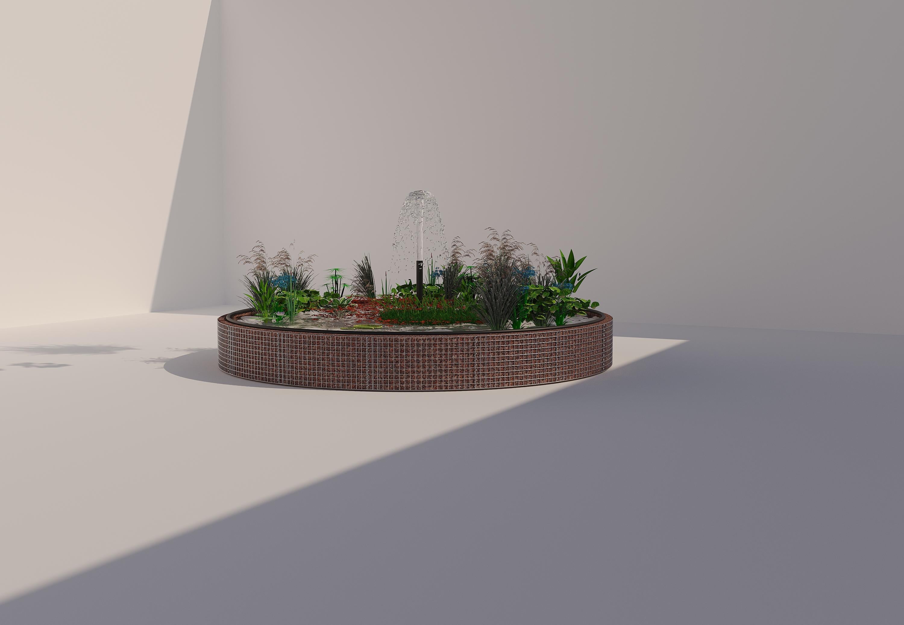 Gabion-dam, rund, ydre diameter 442 cm, højde 50 cm, maskestørrelse 5 x 5 cm, vægtykkelse 15 cm