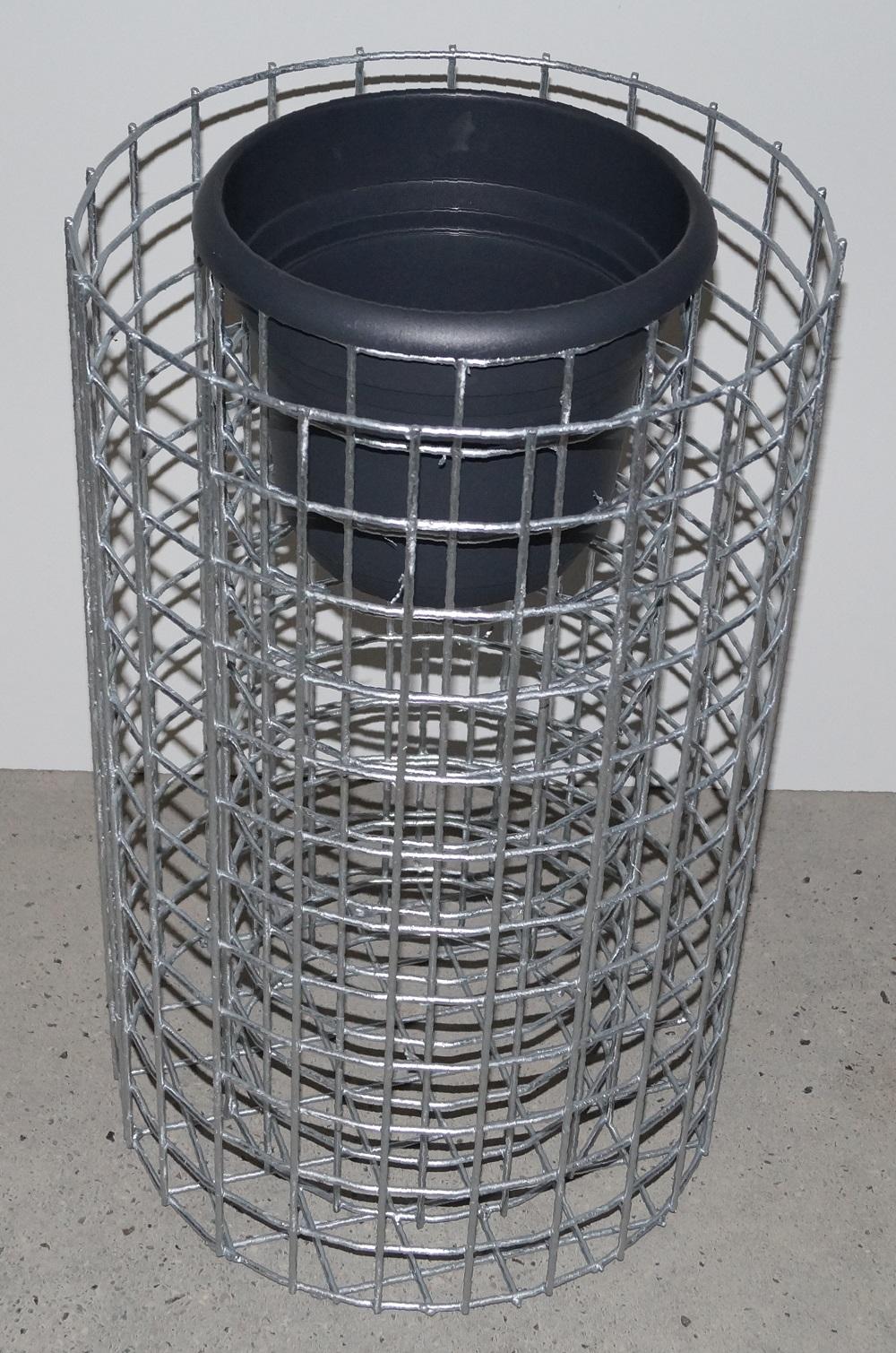 Columna de flores altura 62 cm redonda, diámetro 37 cm, MW 5 x 5 cm, galvanizada en caliente incl. maceta