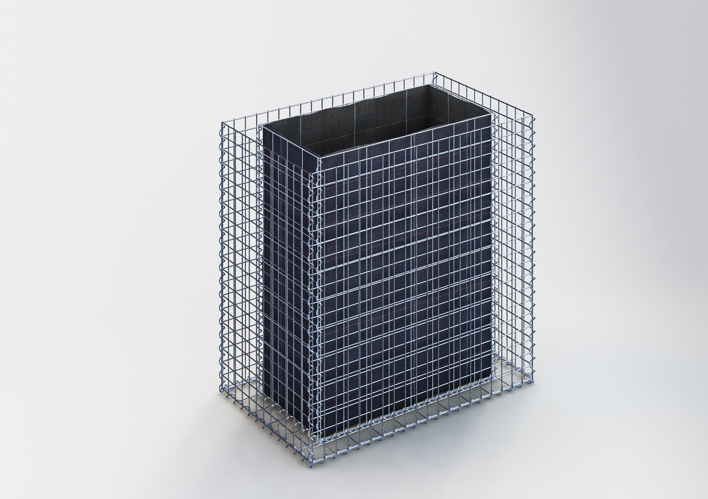 Canteiro quadrado elevado 100 cm x 100 cm x 60 cm (C x A x P), tamanho da malha 5 x 5 cm, espessura da parede 10 cm