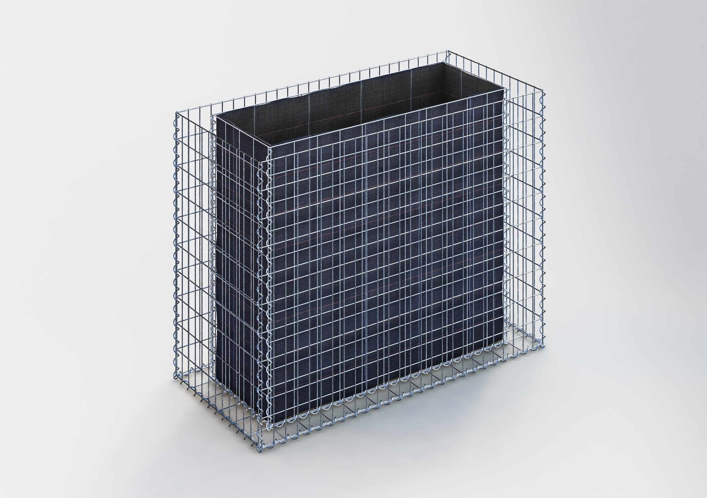 Högbädd, fyrkantig 130 cm x 100 cm x 60 cm (L x H x D), maskstorlek 5 x 10 cm, väggtjocklek 10 cm