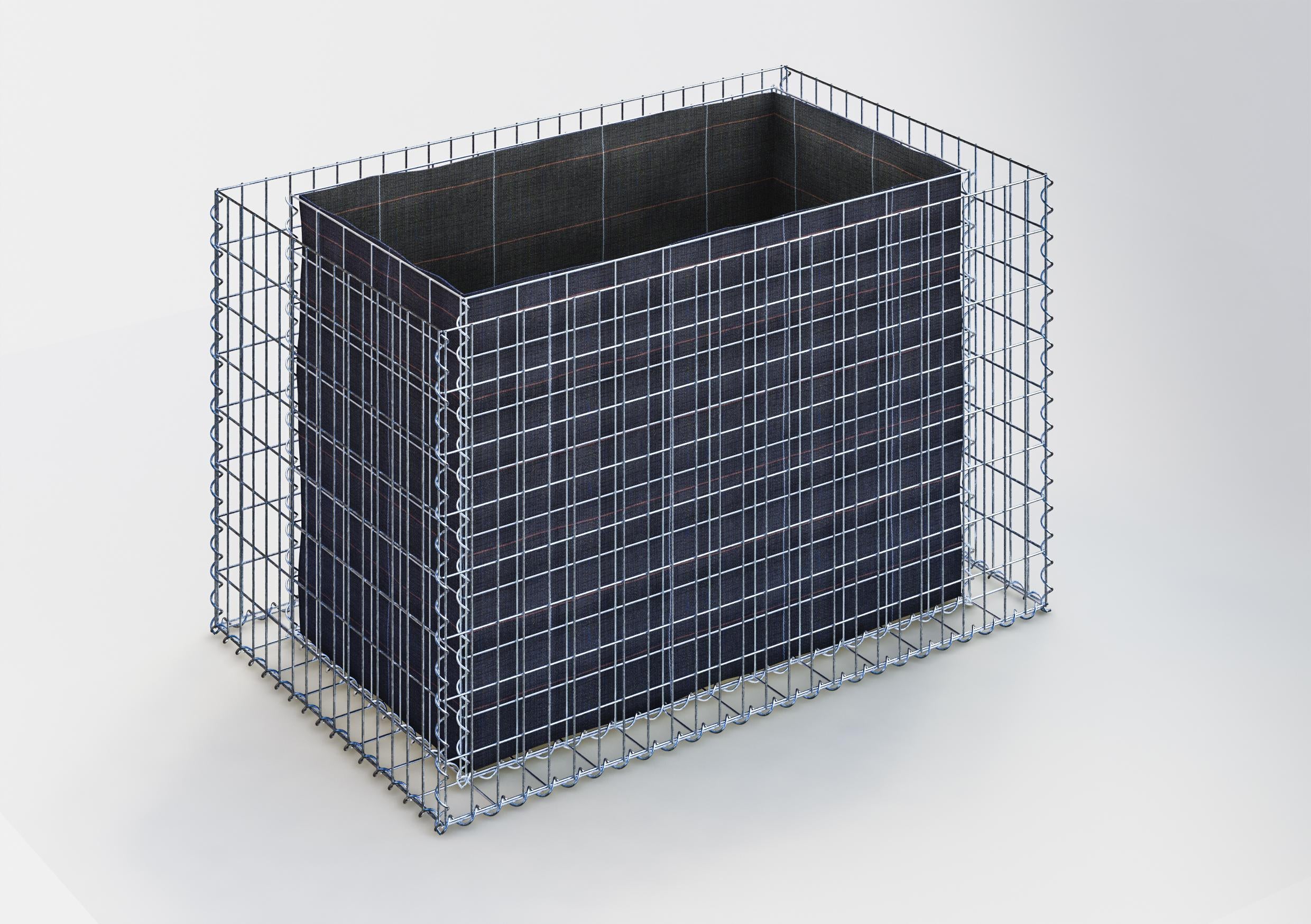 Lecho elevado rectangular 130 cm x 80 cm x 80 cm (largo x alto x fondo), malla 5 x 10 cm, espesor de pared 10 cm