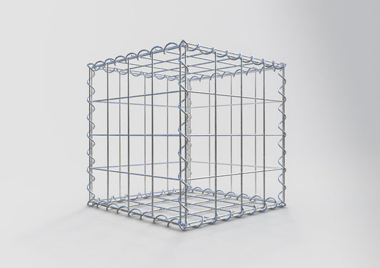 Schanskorf 40 cm x 40 cm x 40 cm (L x H x D), maaswijdte 10 cm x 10 cm, spiraal