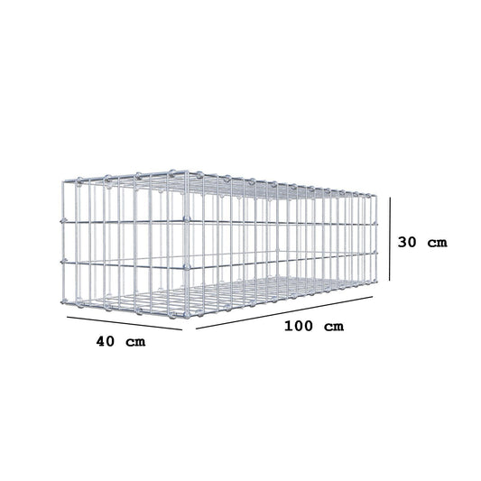 Gabion 100 cm x 30 cm x 40 cm (L x H x D), mesh size 5 x 10 cm, spiral ring