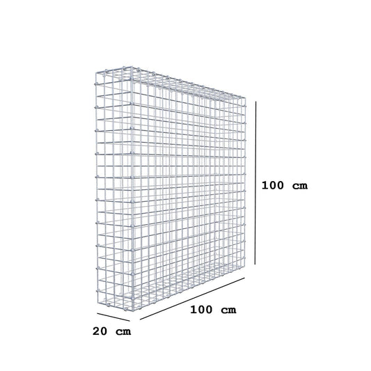 Gabião 100 cm x 100 cm x 20 cm (C x A x P), malhagem 5 x 5 cm, anel espiral