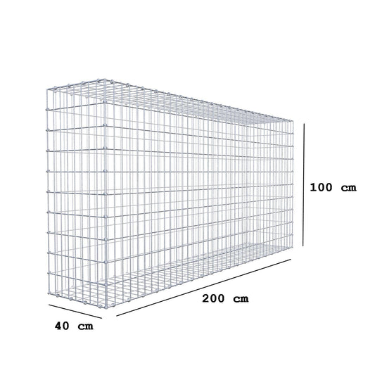 Schanskorf 200 cm x 100 cm x 40 cm (L x H x D), maaswijdte 5 x 10 cm, spiraalring