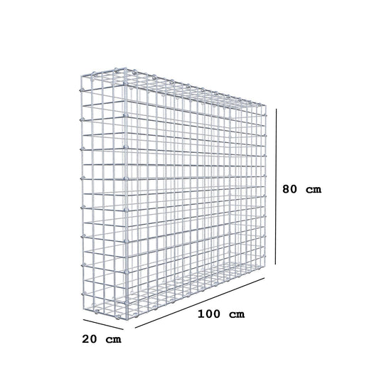 Gabion 100 cm x 80 cm x 20 cm (L x H x D), maskestørrelse 5 x 5 cm, spiralring