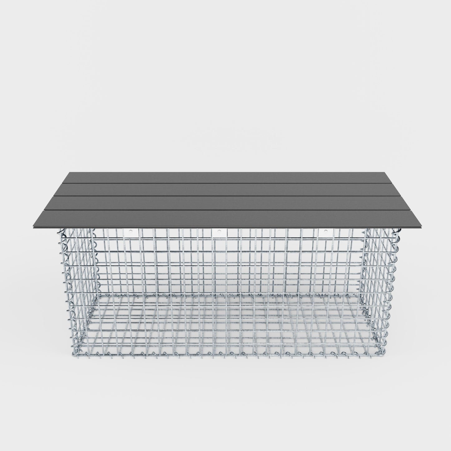 Banco de jardín de gaviones en espiral 105 x 50 x 50 cm - MW 5 x 5 cm, con tablero reciclado en antracita