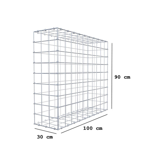 Gabion 100 cm x 90 cm x 30 cm (L x H x D), mesh size 10 x 10 cm, spiral ring