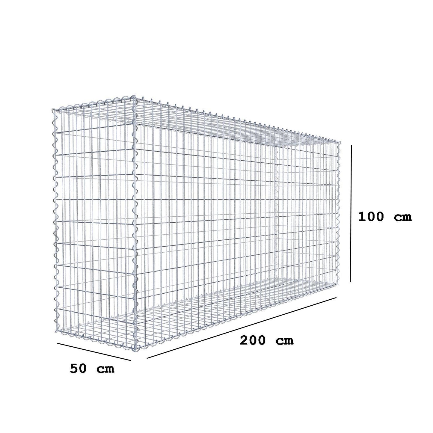 Schanskorf 200 cm x 100 cm x 50 cm (L x H x D), maaswijdte 5 cm x 10 cm, spiraalvormig