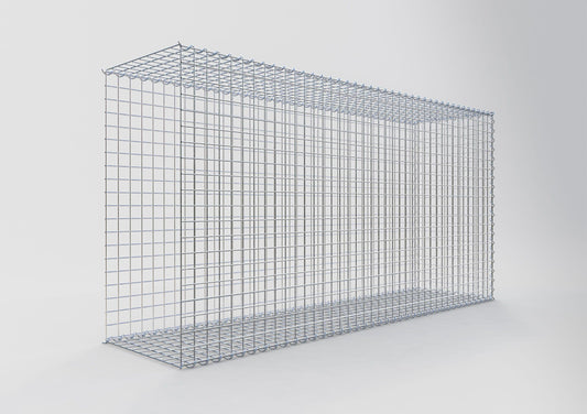 Opbouw schanskorf type 2 200 cm x 100 cm x 50 cm (L x H x D), maaswijdte 5 cm x 5 cm, spiraalvormig