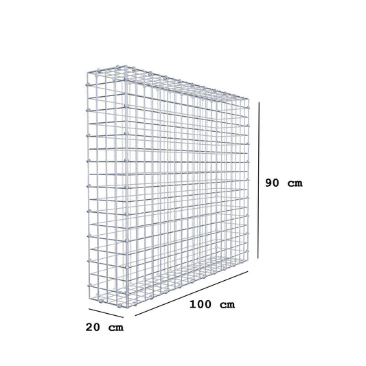 Gabion 100 cm x 90 cm x 20 cm (L x H x D), maskstorlek 5 x 5 cm, spiralring