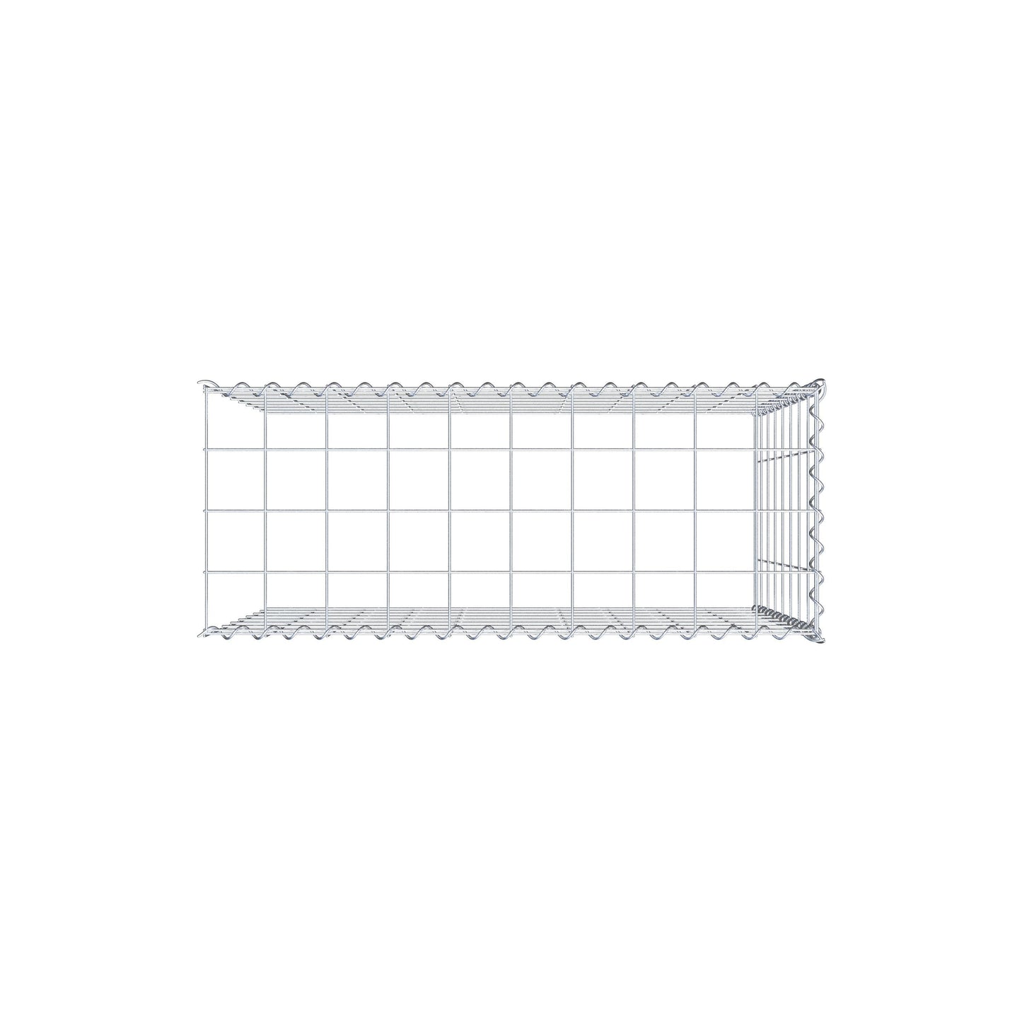 Opbouw schanskorf type 4 100 cm x 80 cm x 40 cm (L x H x D), maaswijdte 10 cm x 10 cm, spiraal