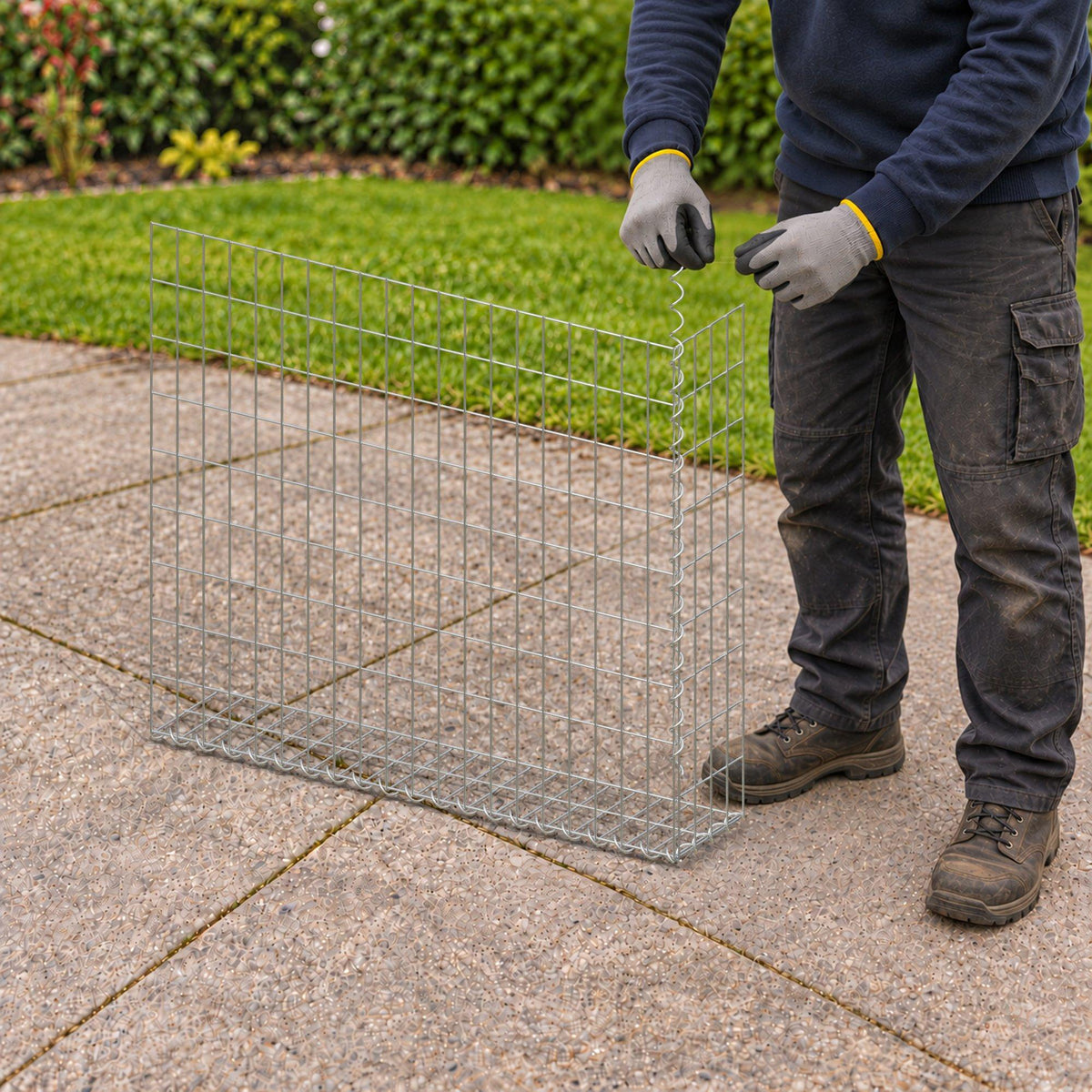Gabion 100 cm x 90 cm x 20 cm (L x H x D), maskstorlek 5 cm x 10 cm, spiral