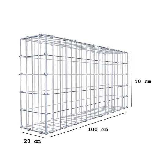 Schanskorf 100 cm x 50 cm x 20 cm (L x H x D), maaswijdte 5 x 10 cm, spiraalring