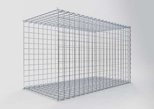 Opbouw schanskorf type 2 100 cm x 60 cm x 50 cm (L x H x D), maaswijdte 5 cm x 5 cm, spiraalvormig