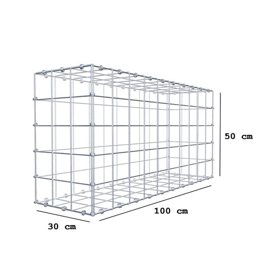 Schanskorf 100 cm x 50 cm x 30 cm (L x H x D), maaswijdte 10 x 10 cm, spiraalring