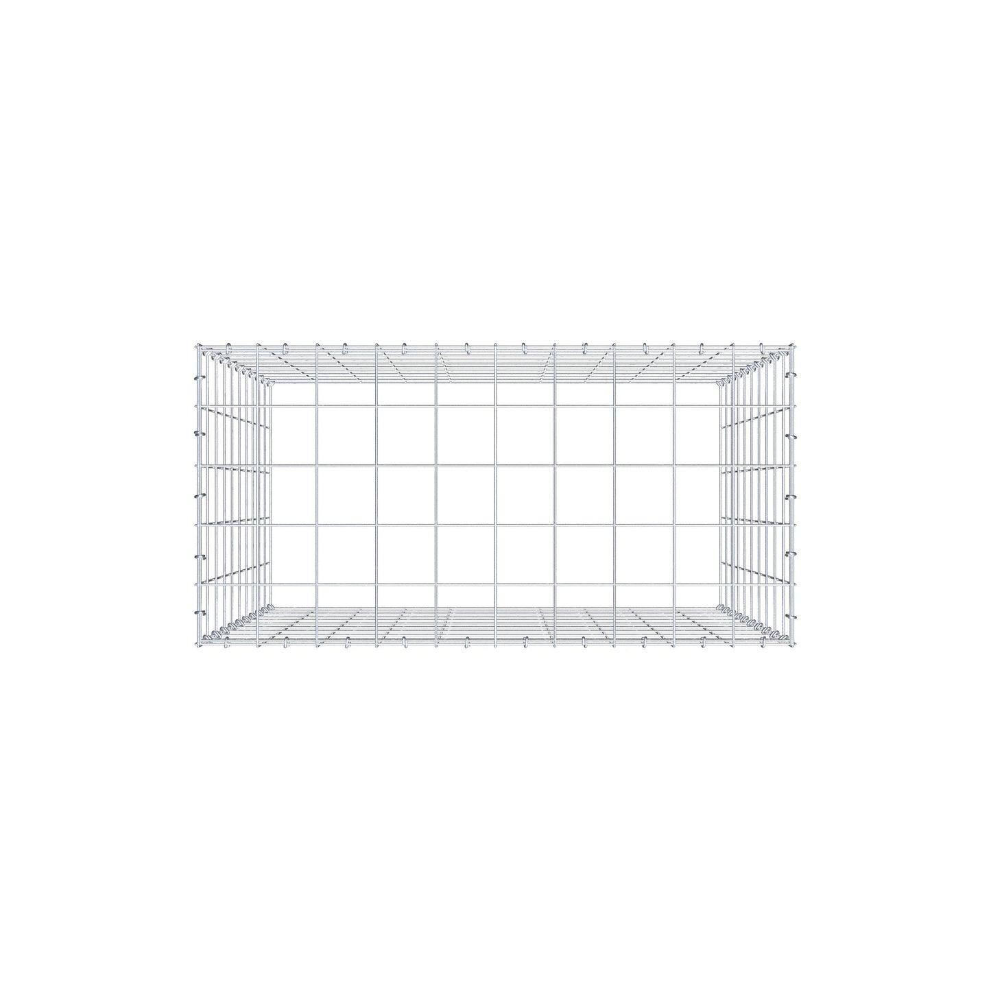Opbouw schanskorf type 3 100 cm x 100 cm x 50 cm (L x H x D), maaswijdte 10 cm x 10 cm, C-ring