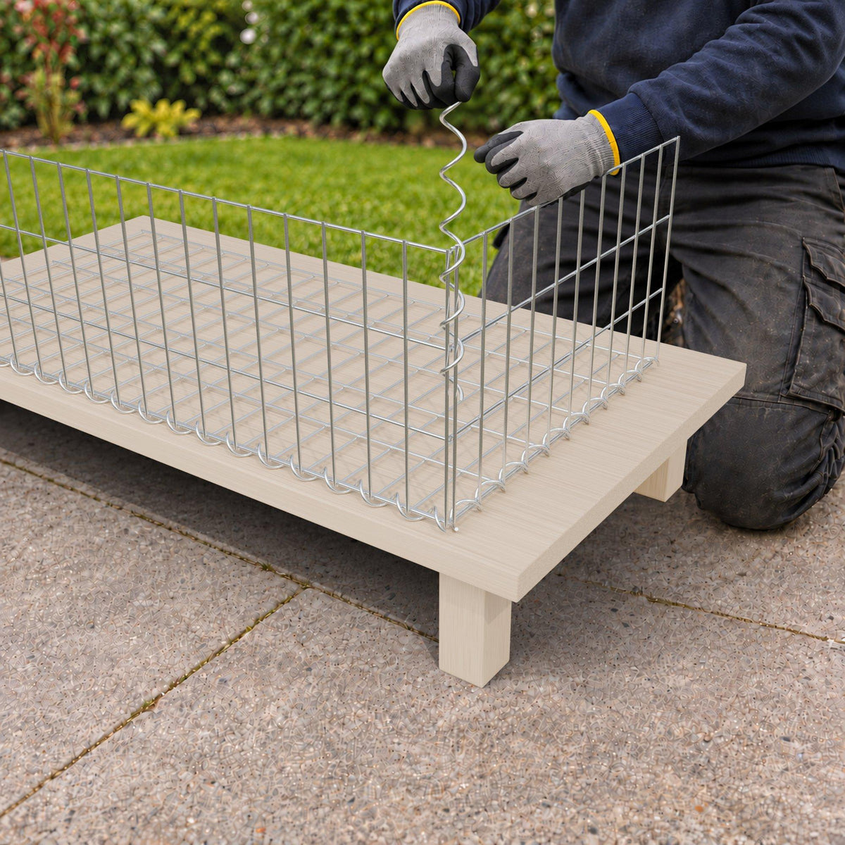 Schanskorf 100 cm x 30 cm x 50 cm (L x H x D), maaswijdte 5 cm x 10 cm, spiraal