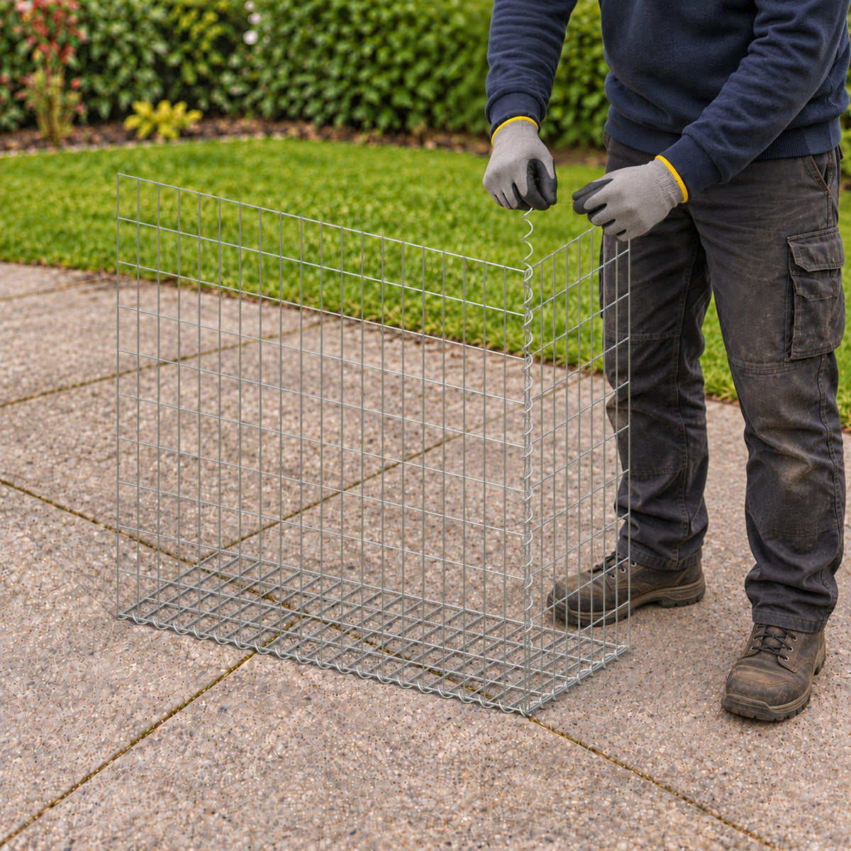 Gabion 100 cm x 100 cm x 40 cm (L x H x P), mailles 5 cm x 10 cm, spirale