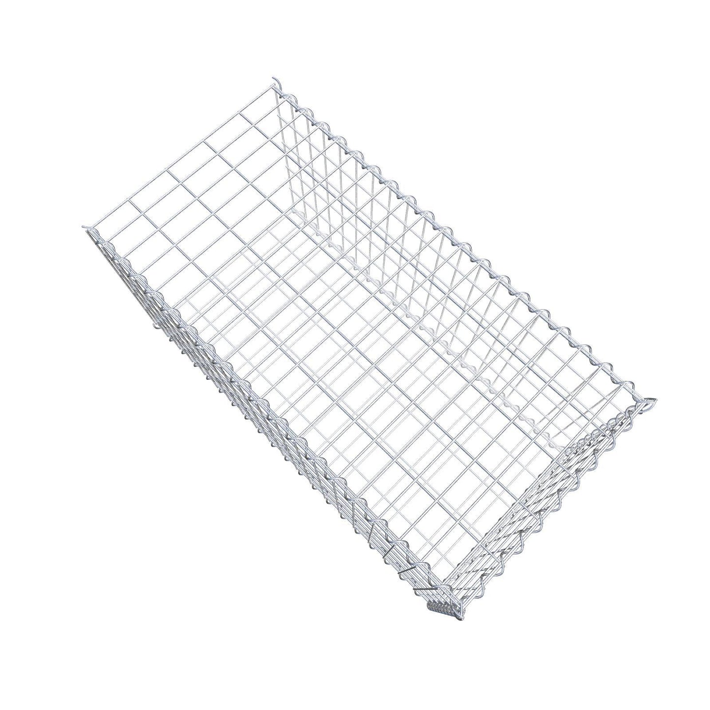 Opbouw schanskorf type 2 100 cm x 50 cm x 50 cm (L x H x D), maaswijdte 5 cm x 10 cm, spiraalvormig