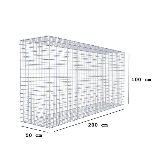 Schanskorf 200 cm x 100 cm x 50 cm (L x H x D), maaswijdte 5 x 5 cm, spiraalring