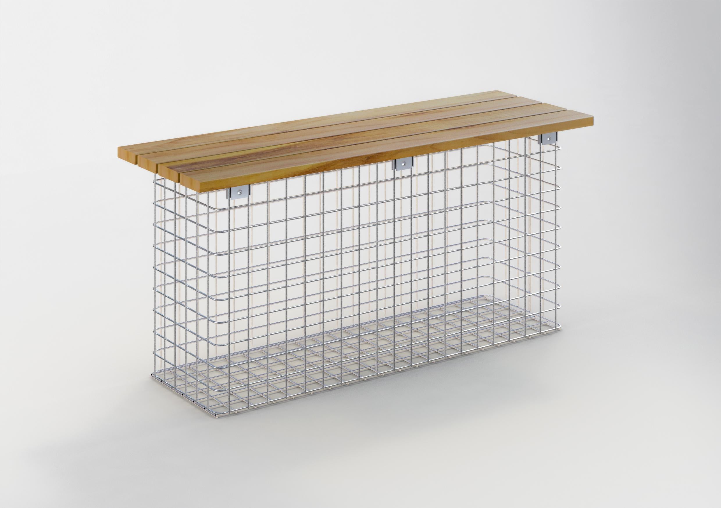 Havebænk 102 x 50 x 32 cm TEAK MW 5 x 5 cm, varmgalvaniseret