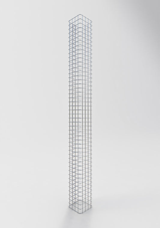 Columna de gaviones, cuadrada 22 cm x 22 cm, 230 cm de altura, MW 5 cm x 5 cm