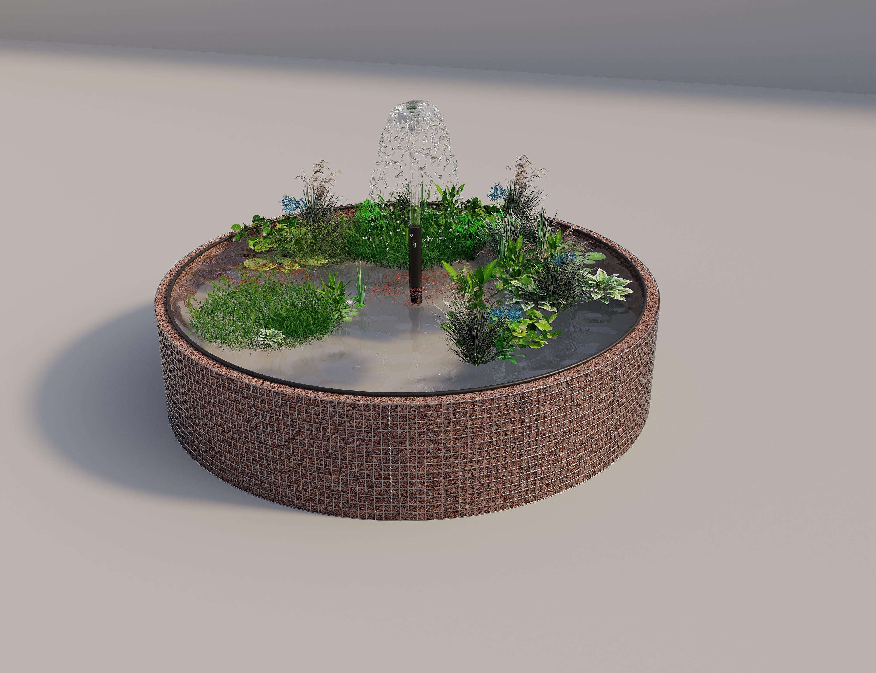 Gabion raised pond, round, outer diameter 352 cm, height 80 cm, mesh size 5 x 5 cm, wall thickness 15 cm