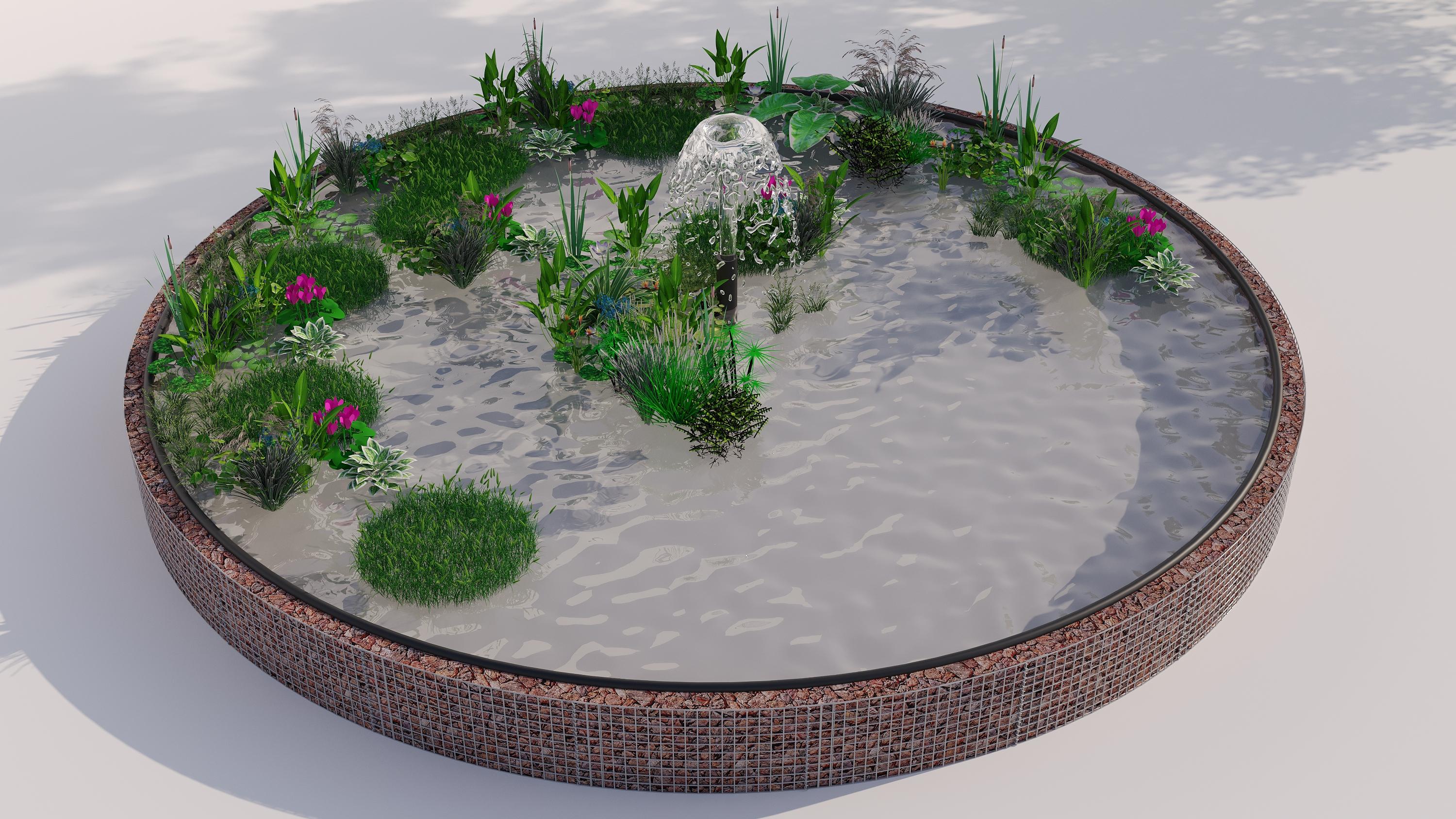 Gabion-dam, rund, ydre diameter 322 cm, højde 50 cm, maskestørrelse 5 x 5 cm, vægtykkelse 15 cm