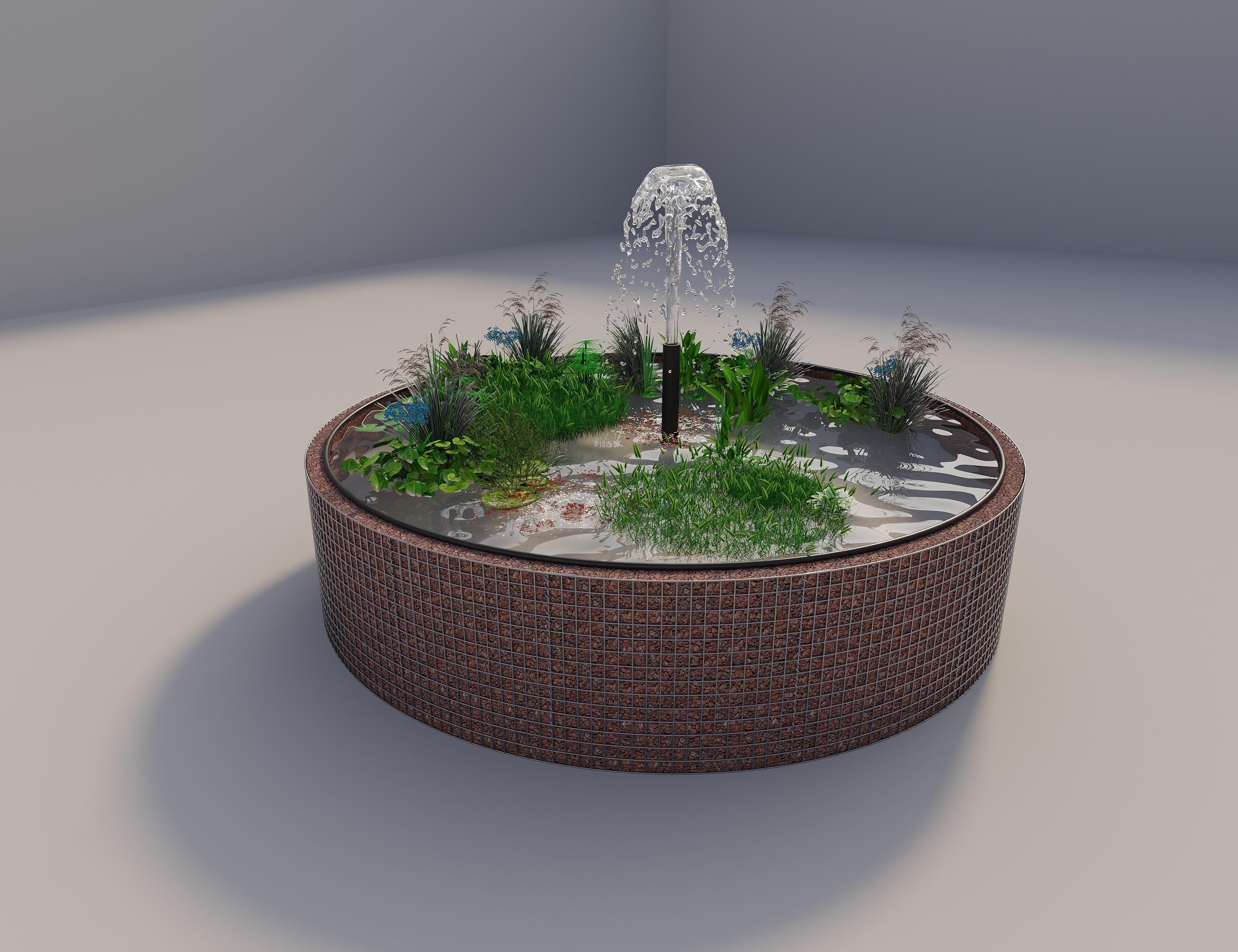 Gabion raised pond, round, outer diameter 352 cm, height 80 cm, mesh size 5 x 5 cm, wall thickness 15 cm