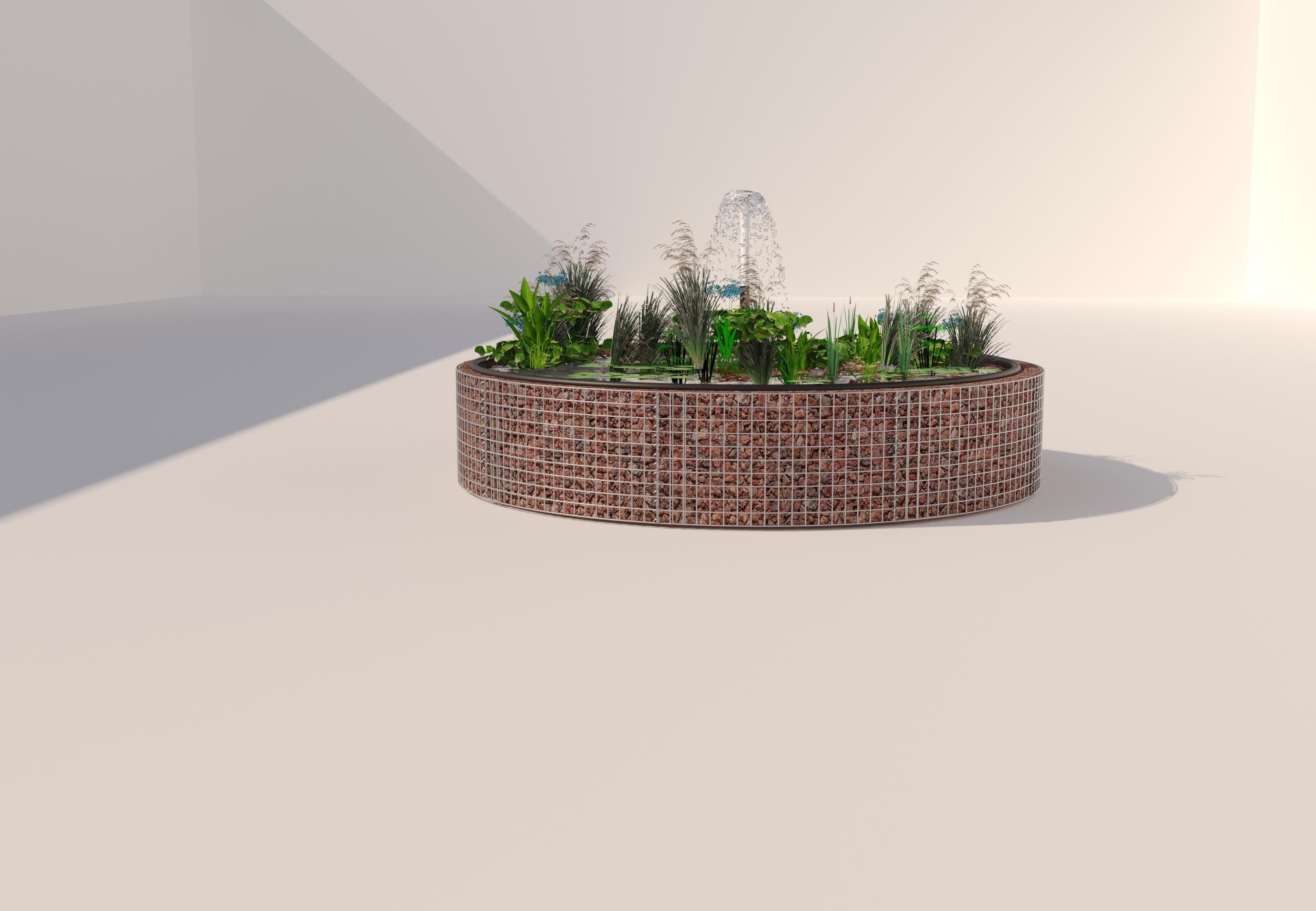 Gabionen Hochteich rund, Außendurchmesser 262 cm, Höhe 50 cm, Maschenweite 5 x 5 cm, Wandstärke 15 cm