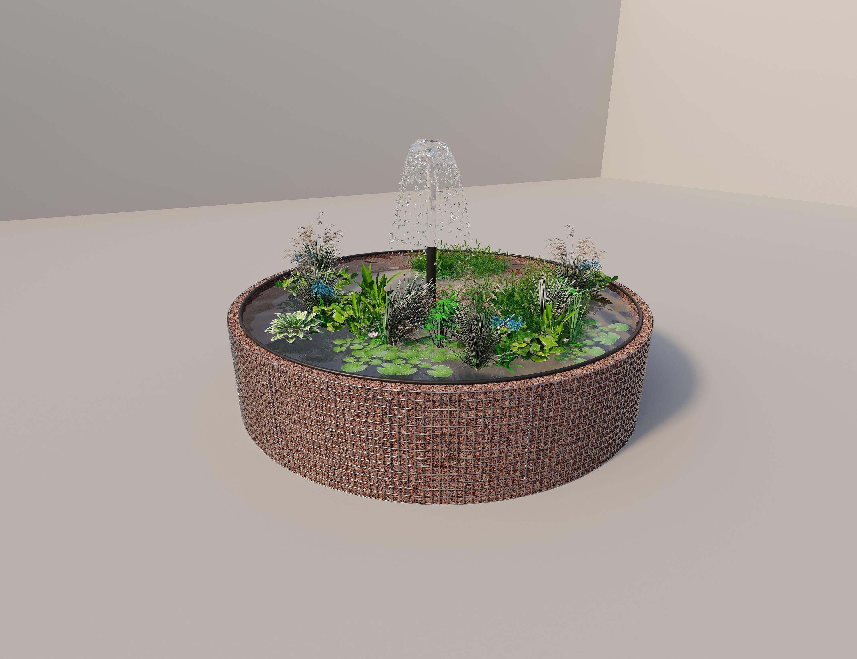 Gabion raised pond, round, outer diameter 352 cm, height 80 cm, mesh size 5 x 5 cm, wall thickness 15 cm