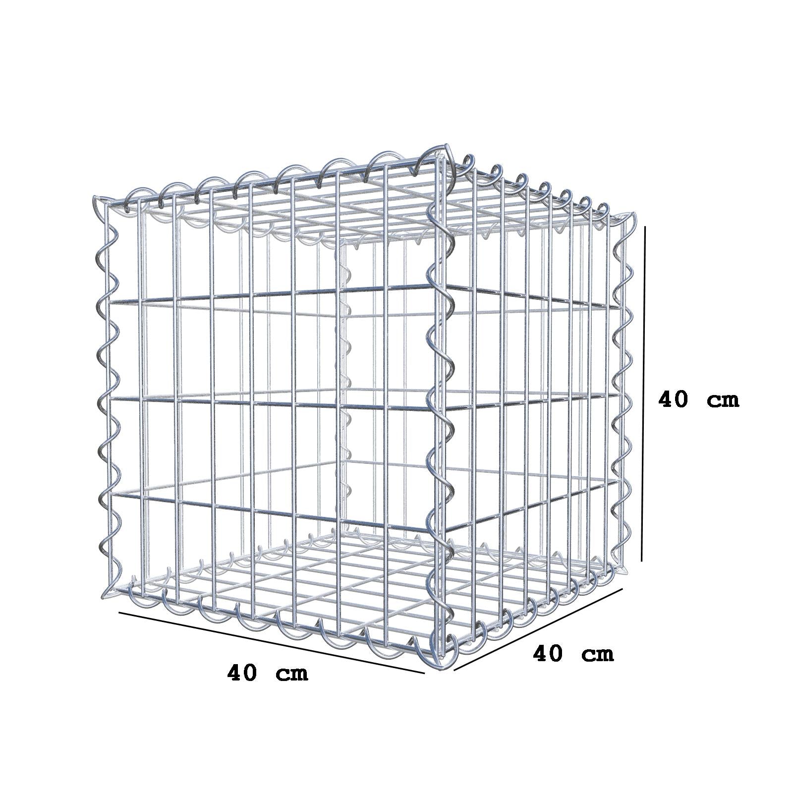 Gabion 40 cm x 40 cm x 40 cm (L x H x D), maskstorlek 5 cm x 10 cm, spiral