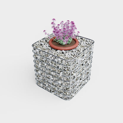 Bloemenzuil hoogte 42 cm basis 42 x 42 cm MW 5 x 5 cm, thermisch verzinkt incl. ronde pot - bruin