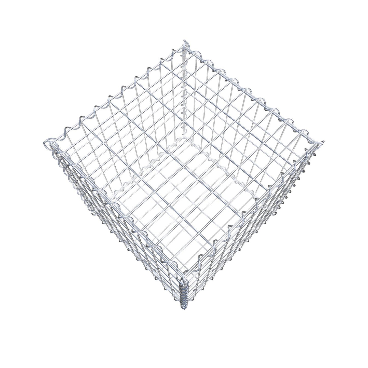Gabião 50 cm x 50 cm x 50 cm (C x A x P), malhagem 5 cm x 10 cm, espiral
