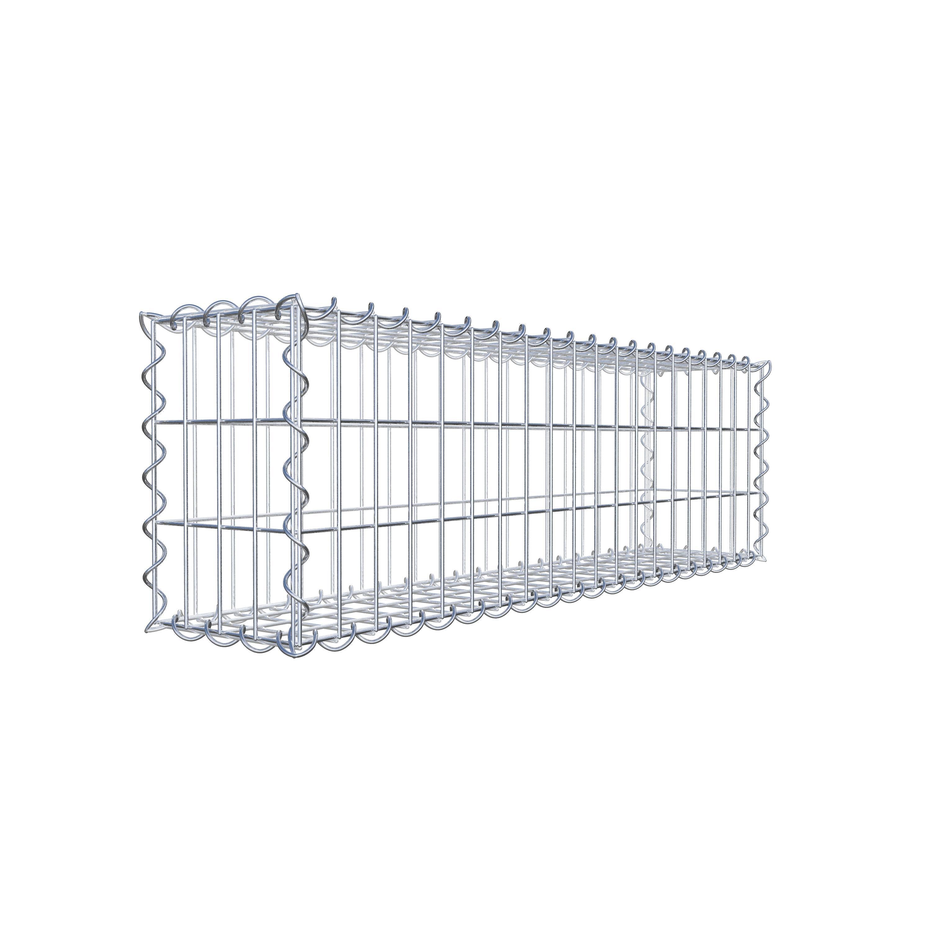 Schanskorf 100 cm x 30 cm x 20 cm (L x H x D), maaswijdte 5 cm x 10 cm, spiraalvormig