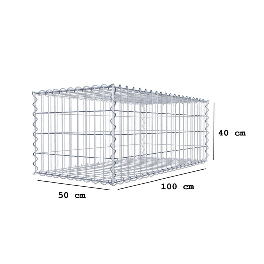 Gabion 100 cm x 40 cm x 50 cm (L x H x D), maskestørrelse 5 cm x 10 cm, spiral