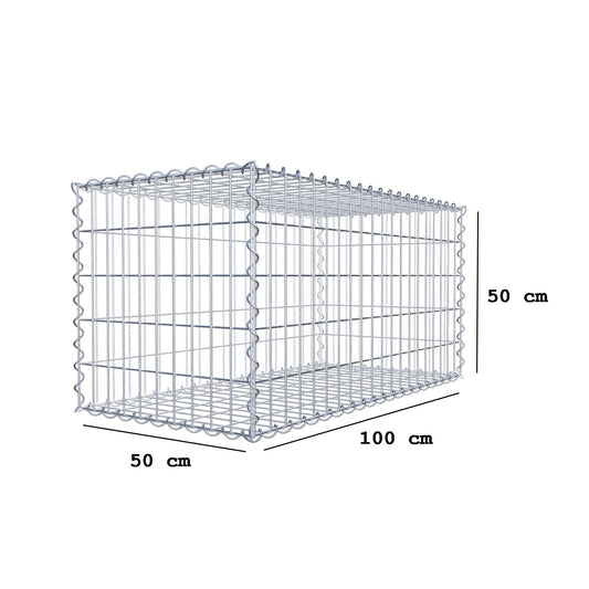 Gabion 100 cm x 50 cm x 50 cm (L x H x P), mailles 5 cm x 10 cm, spirale