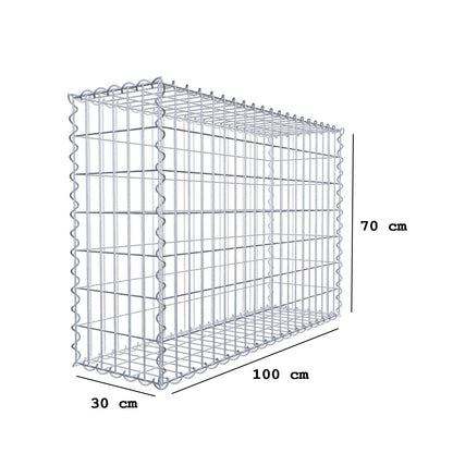 Gabion 100 cm x 70 cm x 30 cm (L x H x D), maskestørrelse 5 cm x 10 cm, spiral