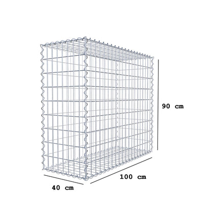 Gabion 100 cm x 90 cm x 40 cm (L x H x D), maskstorlek 5 cm x 10 cm, spiral