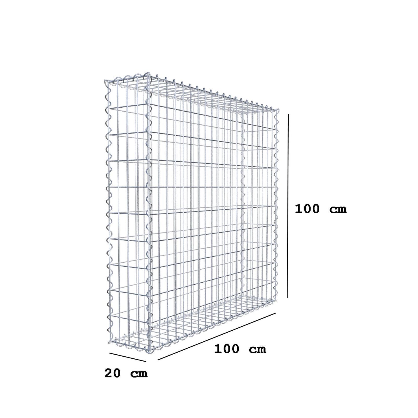 Schanskorf 100 cm x 100 cm x 20 cm (L x H x D), maaswijdte 5 cm x 10 cm, spiraalvormig