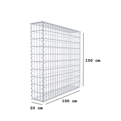 Schanskorf 100 cm x 100 cm x 20 cm (L x H x D), maaswijdte 5 cm x 10 cm, spiraalvormig