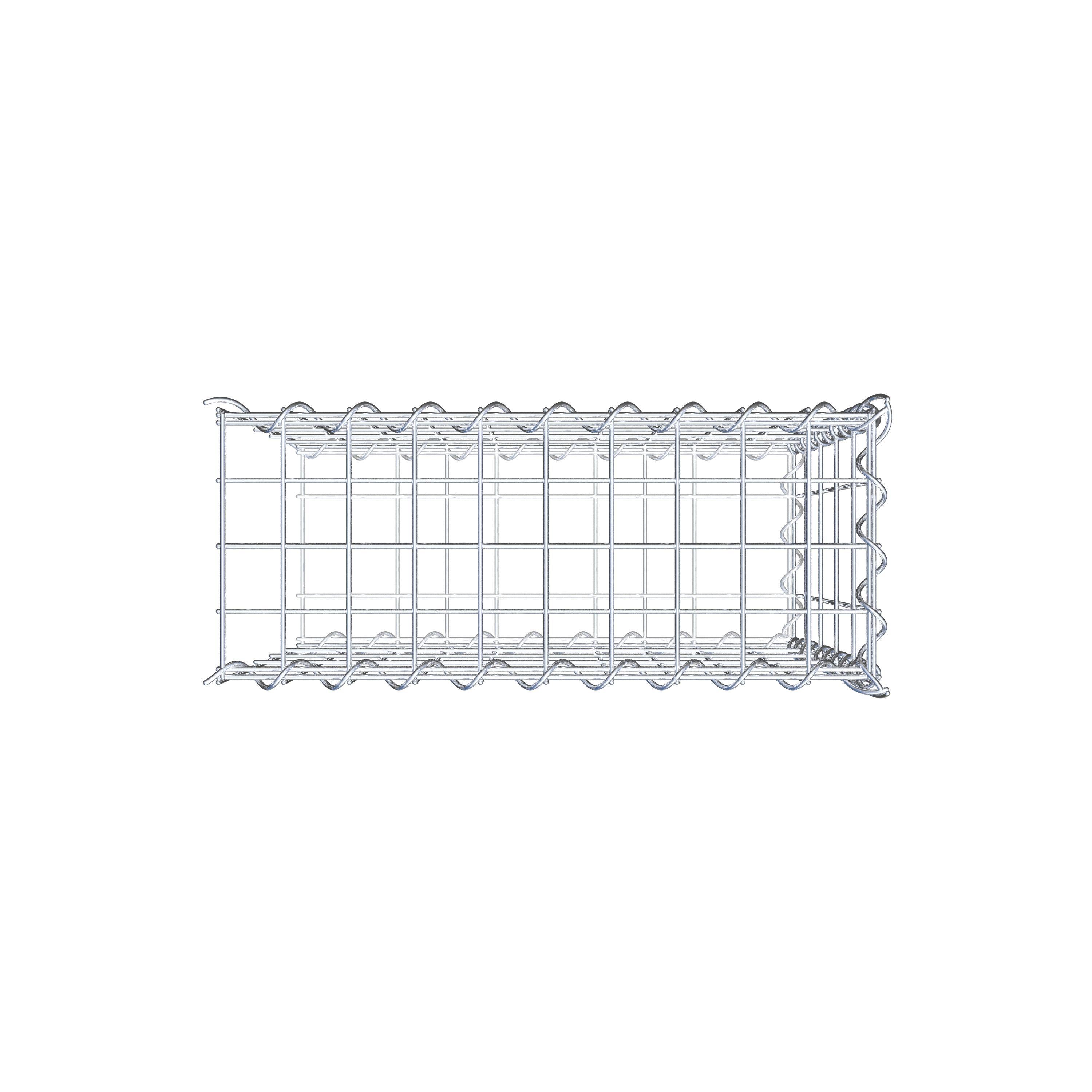 Gabião tipo 2 50 cm x 50 cm x 20 cm (C x A x P), malhagem 5 cm x 10 cm, espiral