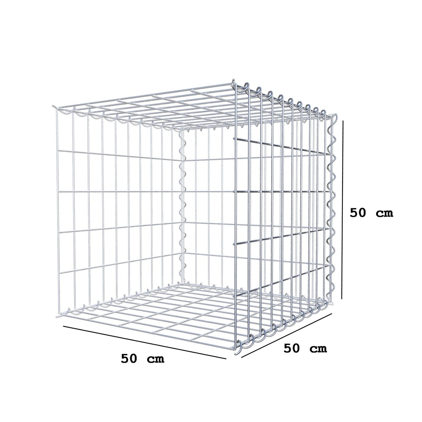Aangegroeide schanskorf type 2 50 cm x 50 cm x 50 cm (L x H x D), maaswijdte 5 cm x 10 cm, spiraal