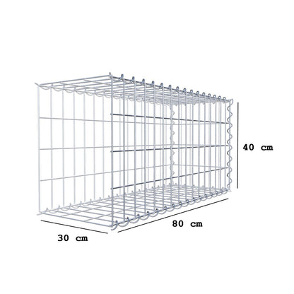 Gabião tipo 2 80 cm x 40 cm x 30 cm (C x A x P), malhagem 5 cm x 10 cm, espiral