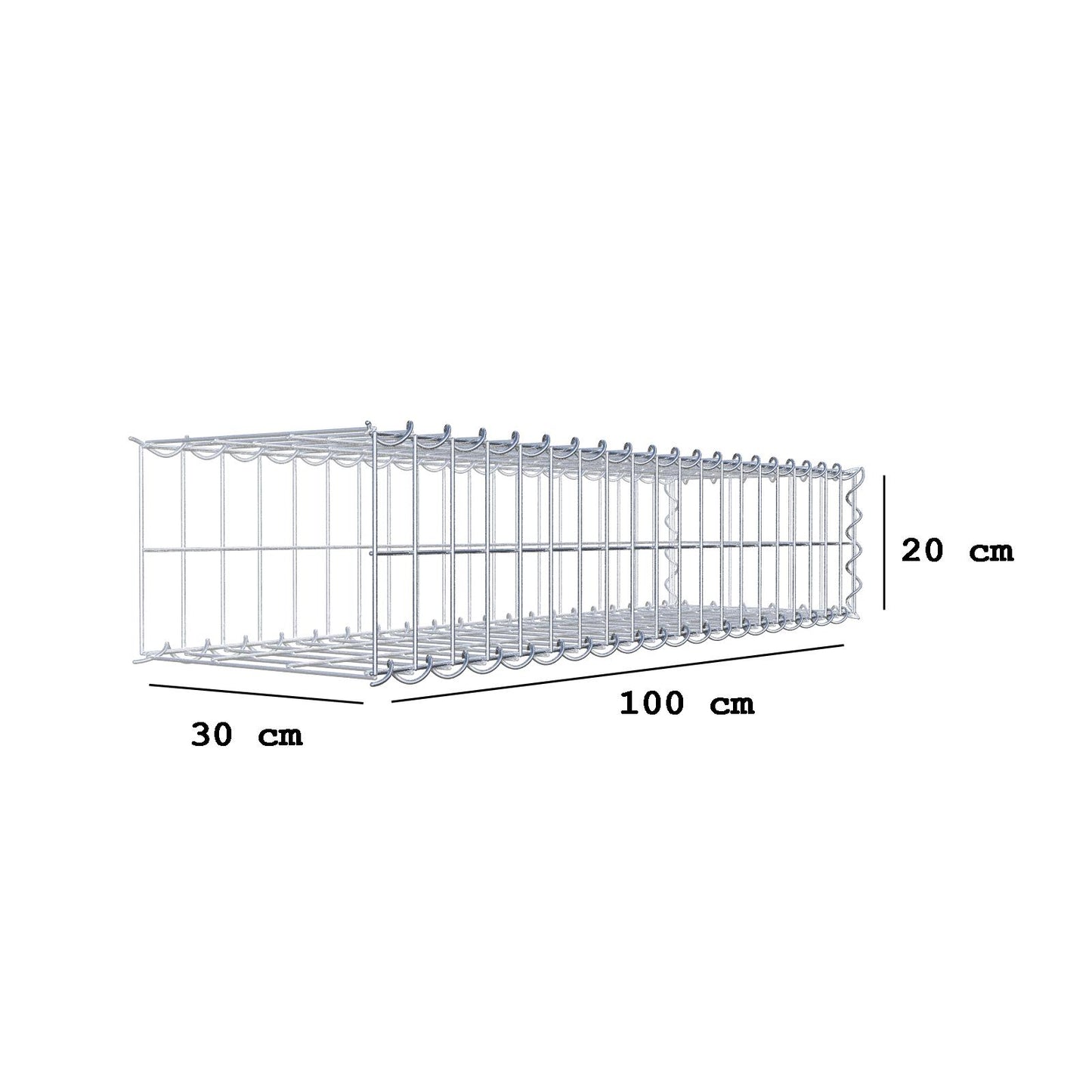 Anbaugabione Typ 2 100 cm x 20 cm x 30 cm (L x H x T), Maschenweite 5 cm x 10 cm, Spirale