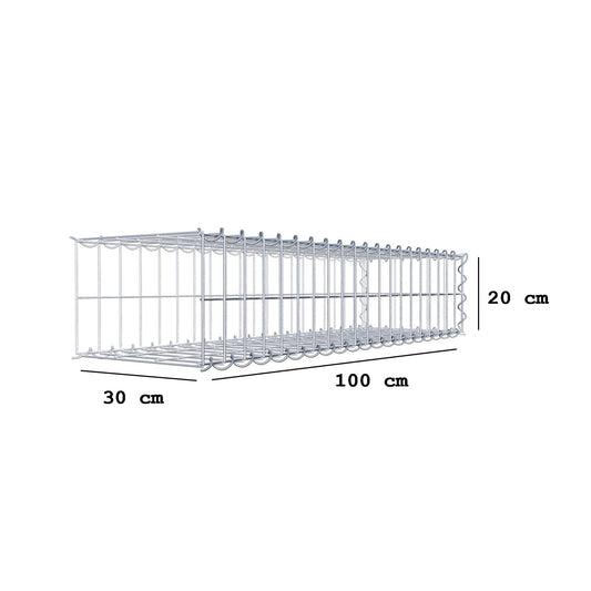 Gabion rapporté type 2 100 cm x 20 cm x 30 cm (L x H x P), mailles 5 cm x 10 cm, spirale