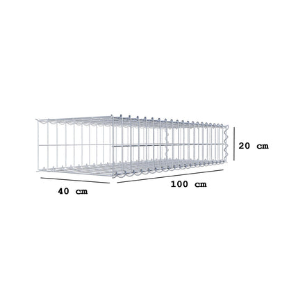 Extra gabion typ 2 100 cm x 20 cm x 40 cm (L x H x D), maskstorlek 5 cm x 10 cm, spiral
