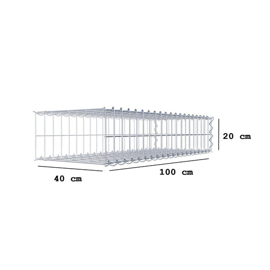 Gavión complementario tipo 2 100 cm x 20 cm x 40 cm (L x A x P), malla 5 cm x 10 cm, espiral