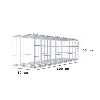 Gabion rapporté type 2 100 cm x 30 cm x 30 cm (L x H x P), mailles 5 cm x 10 cm, spirale